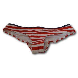 Body Glove Red White Blue Striped Ribbed Bikini Bottom Size: L NWT